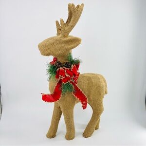 Burlap Reindeer Christmas Holiday Figure Indoor Decoration